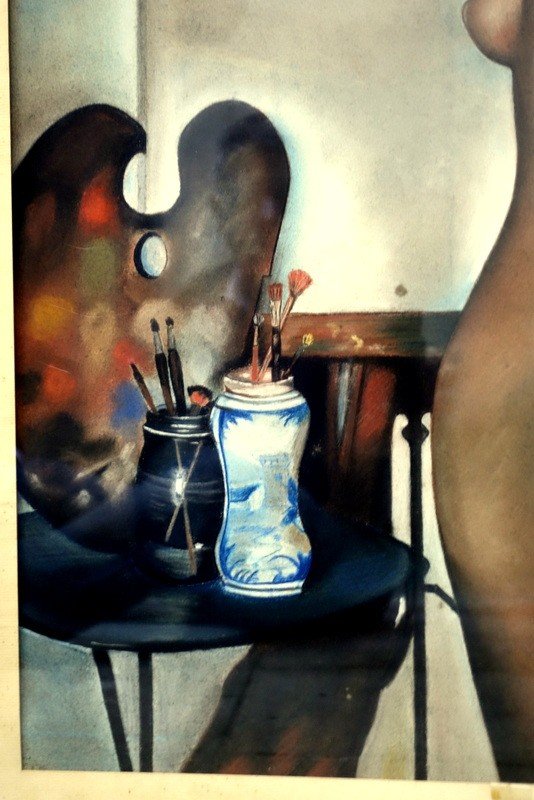 Naked Brune In The Workshop" Pastel R.gayral ....1949-photo-2