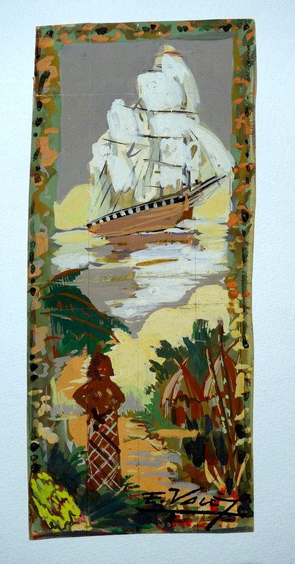 "journey" Gouache By Edmond Vales Around 1940
