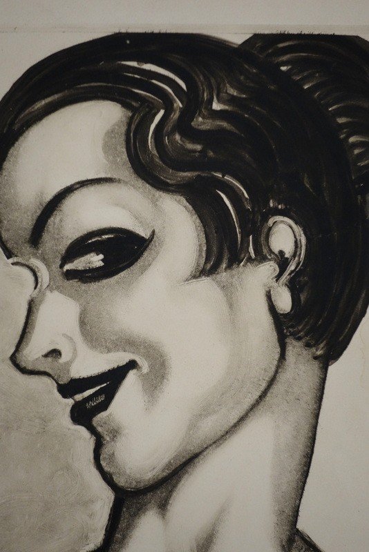 "portrait Of A Woman" Engraving By Ghtribout Circa 1925-photo-3
