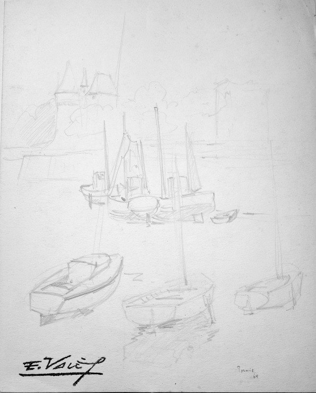 "port Of Pornic" By Edmond Vales ...1964