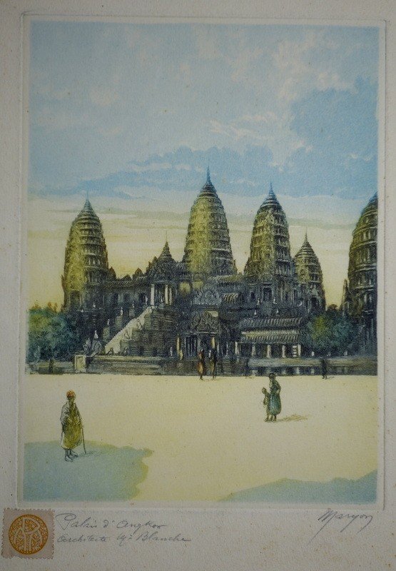 "PALAIS d'ANGKOR" Gravure par MARYAN vers 1930/40-photo-2