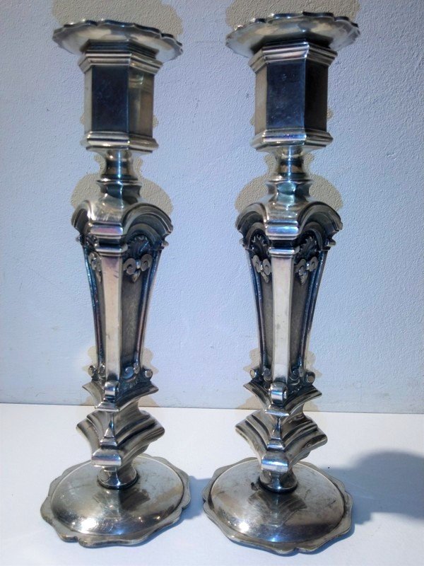 "BOUGEOIRS Style Louis XIV" Métal Argenté XIX ou XX éme siecle-photo-2