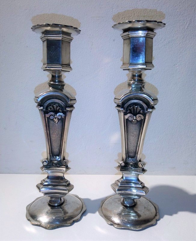 "BOUGEOIRS Style Louis XIV" Métal Argenté XIX ou XX éme siecle