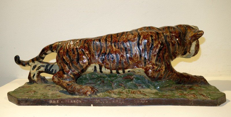 "tiger" Stoneware By Guy Bernon...la Borne 1999-photo-1