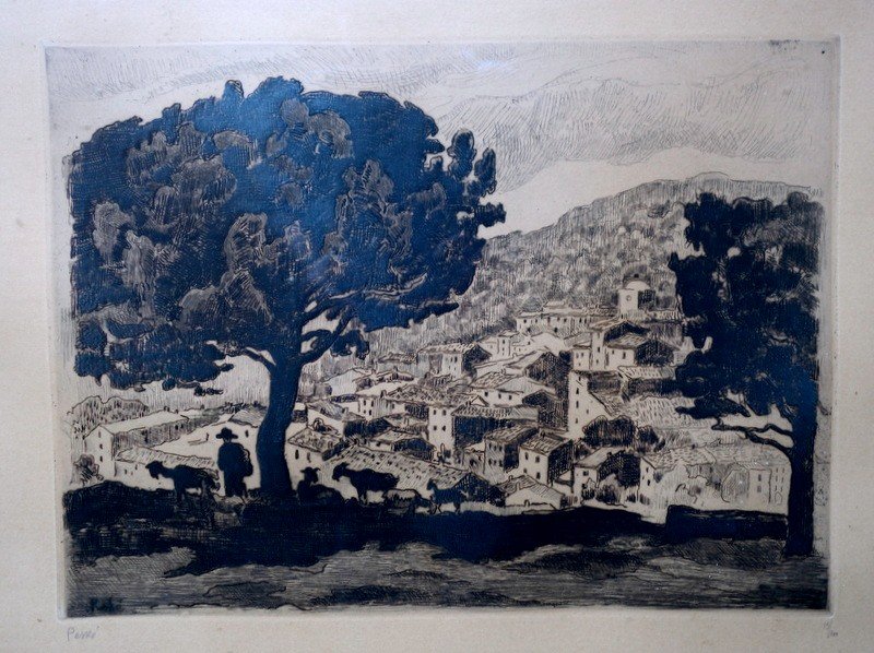 "bormes Les Mimosas" Strong Water By Jean Peske Circa 1930-photo-2