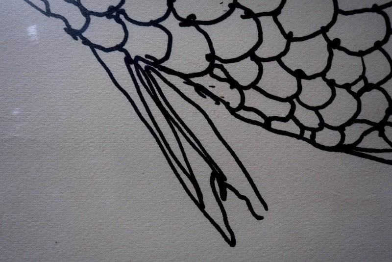 "fish" Drawing By Pierre Clavaret Sculptor..1983-photo-1