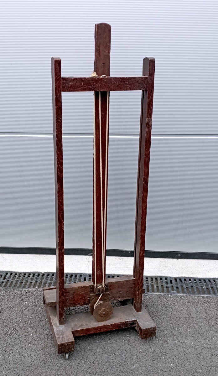 "painter's Easel" On Wheels 19th Century ..rope System-photo-2
