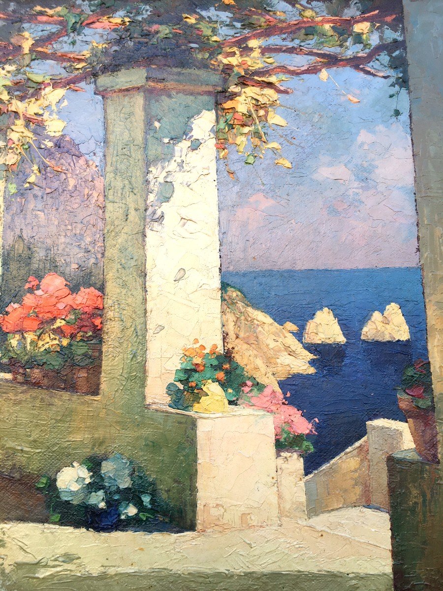 "veranda In Amalfi" By Emile Beaussier Around 1920/1930-photo-3