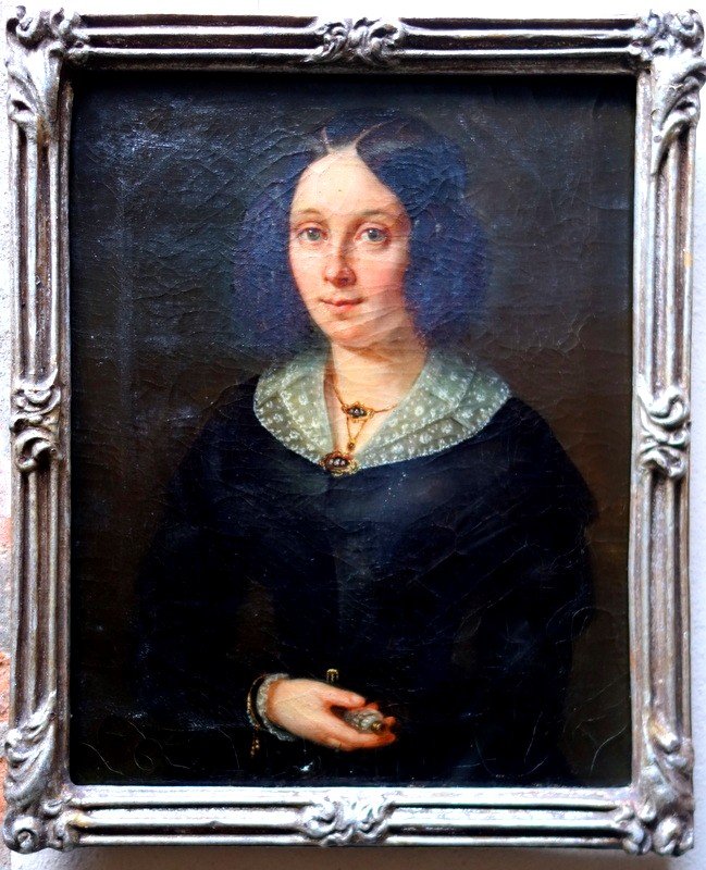 "MADEMOISELLE et son PARFUM" Ecole Française vers 1850 