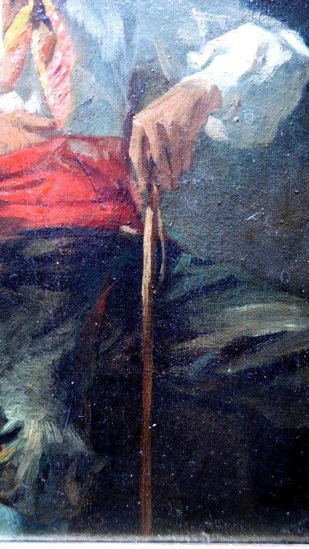 "basque Seated With His Makila" ..french School Circa 1860/70-photo-1