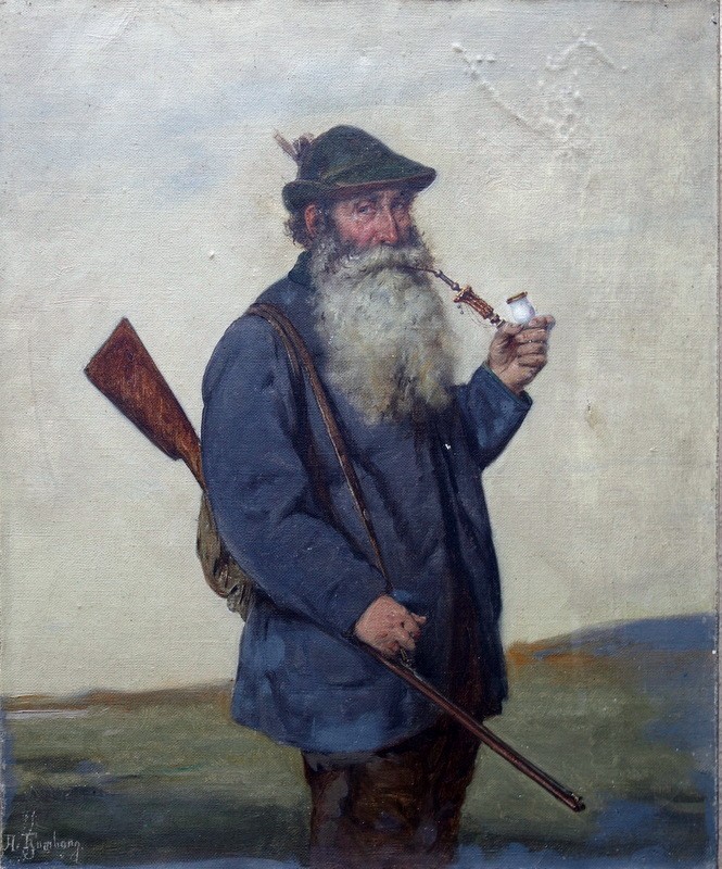 "the German Hunter" Illegible Signature (german?) Circa 1920-photo-2