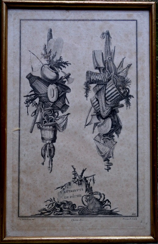 2 GRAVURES " ATTRIBUTS de PECHE" J.C. DELAFOSSE 18éme-photo-2