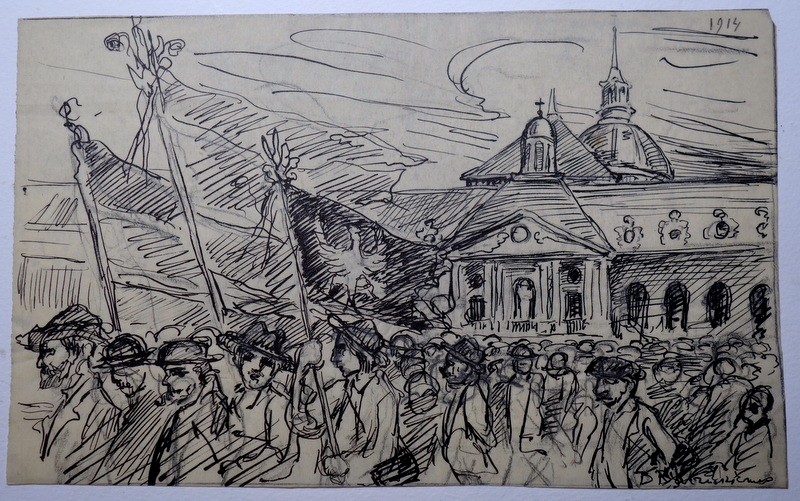 "demonstration In Poland" Signed Drawings Illegible....1914-photo-2