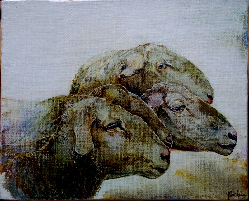 "sheep Heads" By Yvette Monteil Circa 1980/90-photo-1