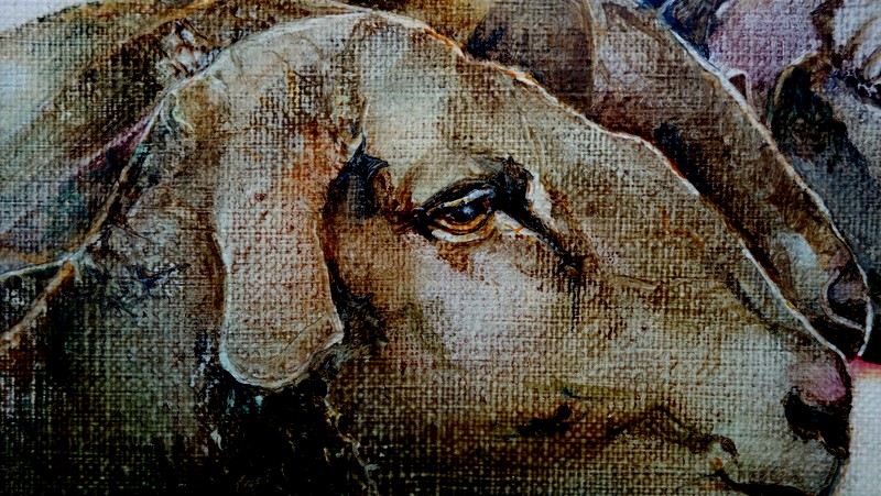 "sheep Heads" By Yvette Monteil Circa 1980/90-photo-2