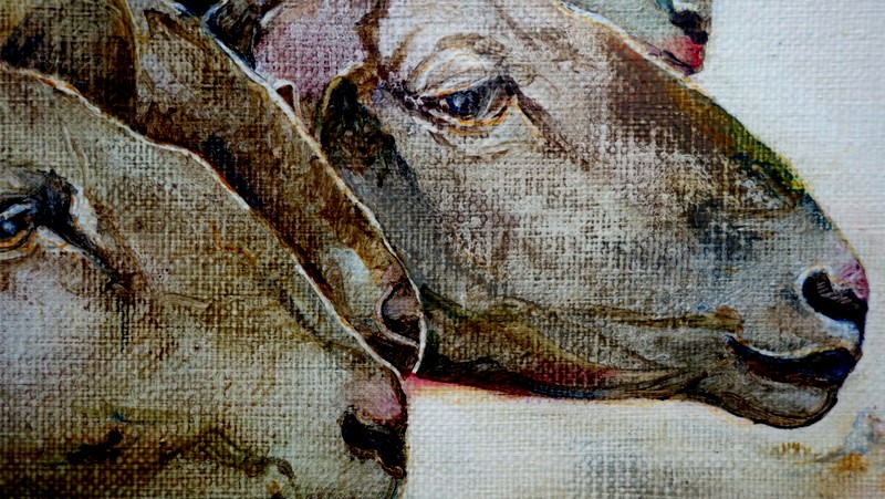 "sheep Heads" By Yvette Monteil Circa 1980/90-photo-4