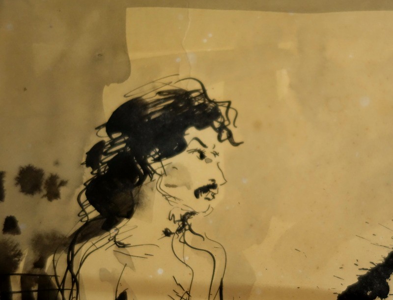 "AUTOPORTRAIT EROTIQUE " Encre de Carlos PRADAL vers 1960/70-photo-3