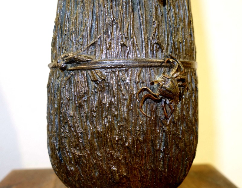 Bronze Vase "lizard And Crab" Meiji Period...japan-photo-3