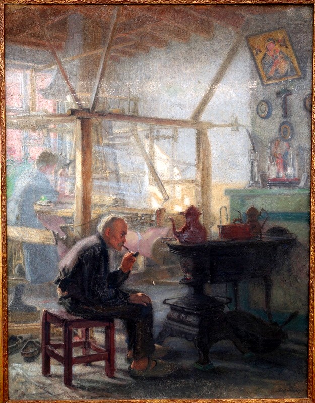 "DANS l'ATELIER du TISSERAND" par Paul BARIAN..SALON vers 1920
