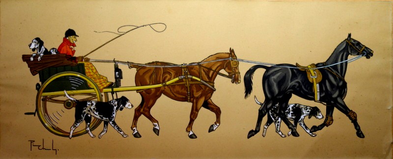 "Le TILBURY" Pochoir de Pierre CHAMBRY vers 1950/60