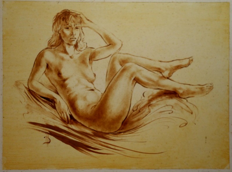 "nude Woman" Lithograph By Marc Dautry..unique Proof-photo-2
