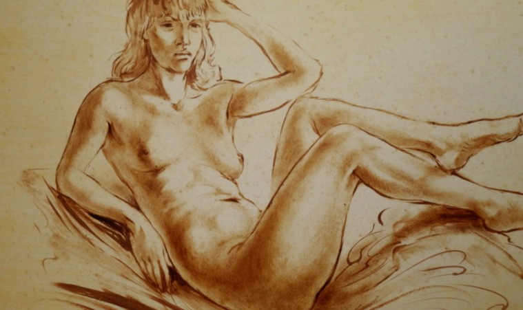 "nude Woman" Lithograph By Marc Dautry..unique Proof-photo-4