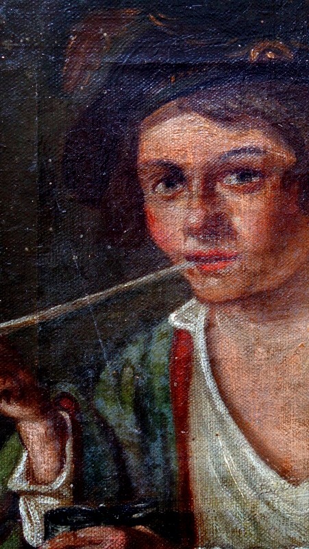 "young Pipe Smoker" 19th Century French School -photo-2