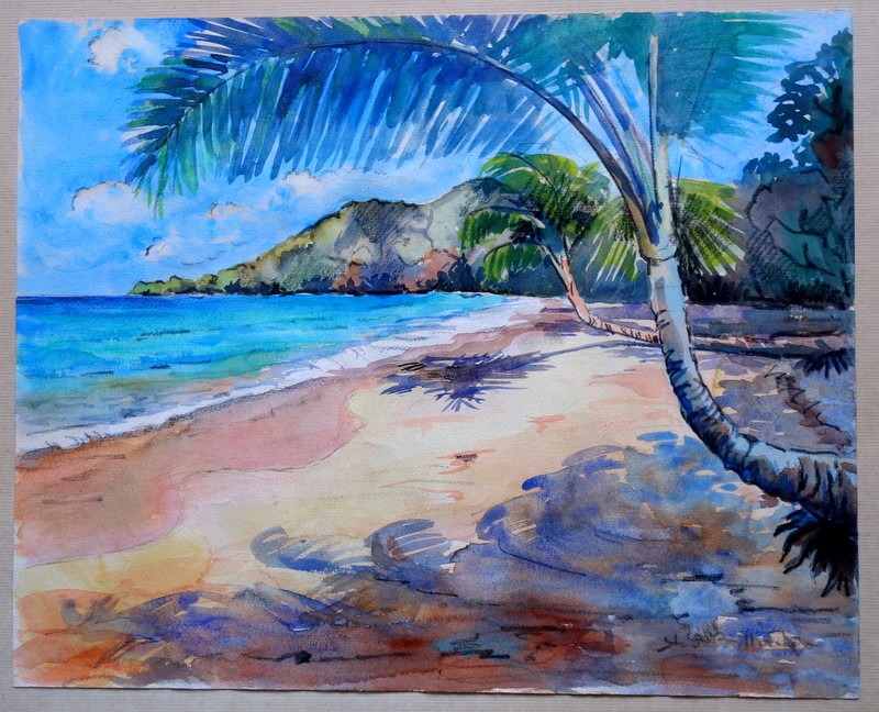 "caribbean Coast".....signed Watercolor.....1978-photo-2