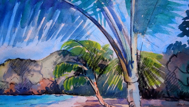 "caribbean Coast".....signed Watercolor.....1978-photo-3