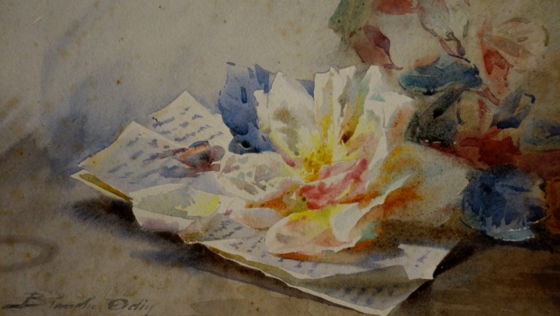 "the Letter To The Rose" Watercolor By Blanche Odin-photo-3
