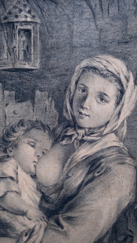 "La MERE et ses ENFANTS" Dessin Monogrammé E.V ...1809-photo-2