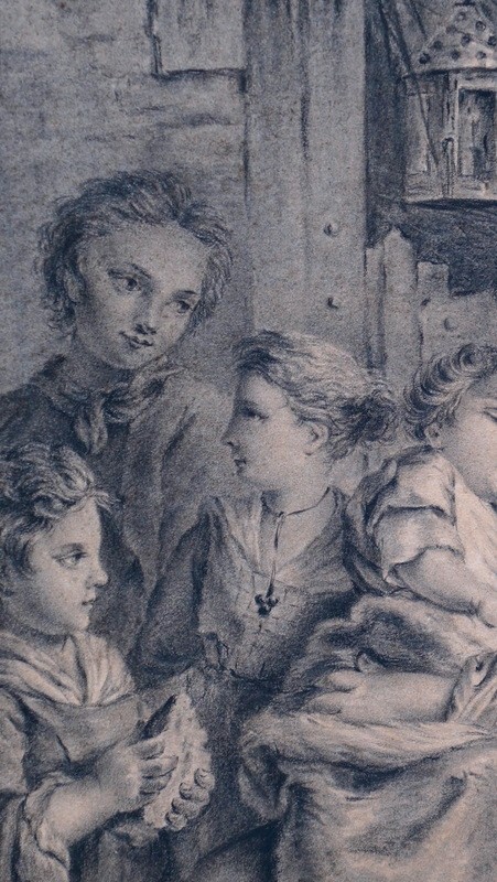 "La MERE et ses ENFANTS" Dessin Monogrammé E.V ...1809-photo-3