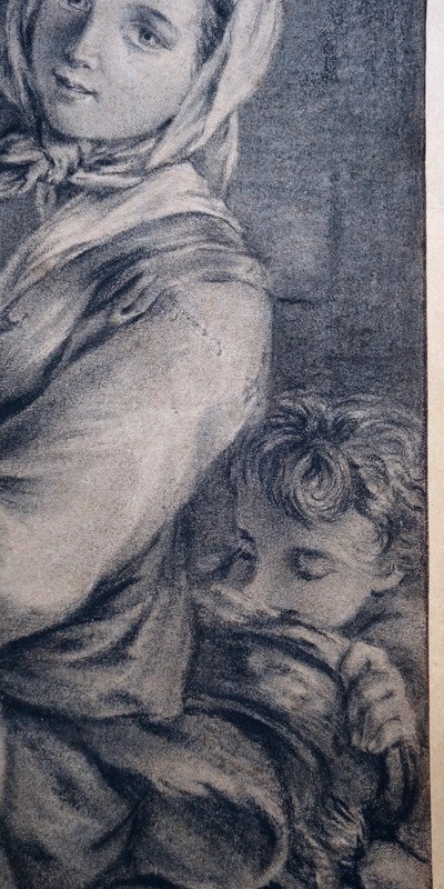 "La MERE et ses ENFANTS" Dessin Monogrammé E.V ...1809-photo-4