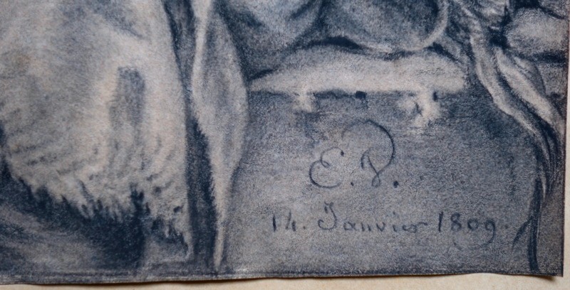 "La MERE et ses ENFANTS" Dessin Monogrammé E.V ...1809-photo-2