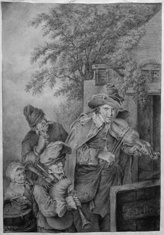 "Les MUSICIENS" Dessin Signé vers 1810