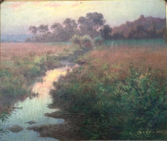 "landscape By The River" By E. Chaffanel ..marne(?) Around 1900/10-photo-2