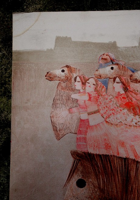 "l'ENLEVEMENT " Grande Lithographie par Darius MOHAJER (Iranien)-photo-1