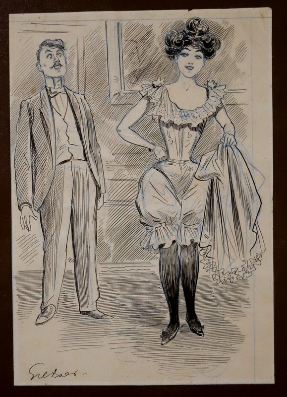 Lot de 5 "DESSINS HUMORISTIQUES" par GIL BAER vers 1910-photo-2