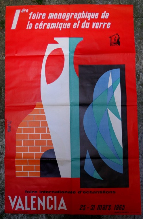 Affiche "CERAMIQUE et  VERRE" VALENCIA ...Espagne 1965
