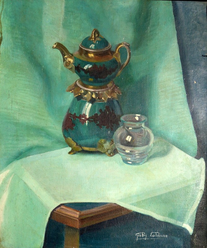 "NATURE MORTE a la THEIERE" par Gaby LALANNE vers 1930-photo-2