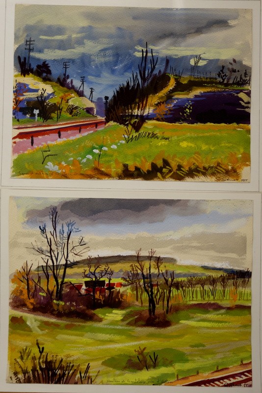 2 "landscapes" Achères, Chanteloup, Conflans ..g.genot 1955