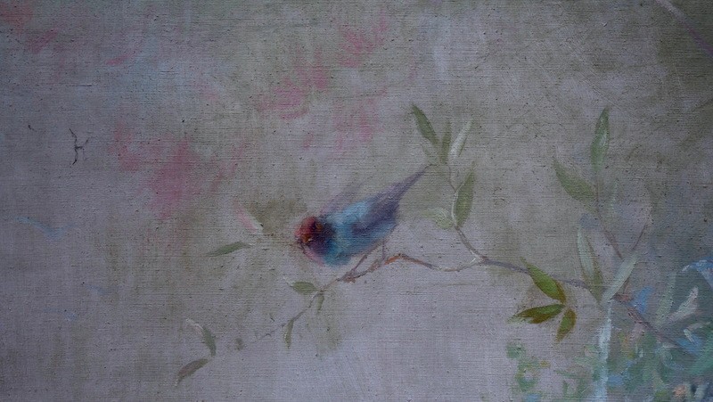 "angels In The Marsh" Very Large Art Nouveau Painting Circa 1900-photo-4