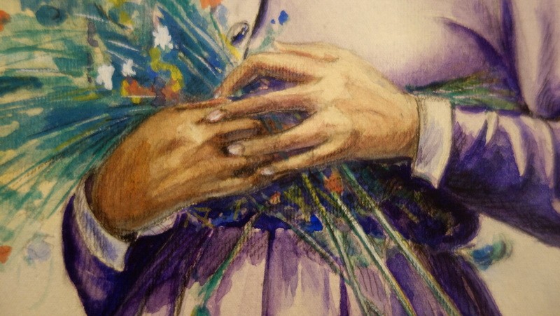 "woman With A Bouquet Of Flowers" Watercolor .... 1932-photo-4