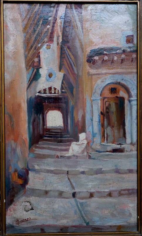 "PETITE RUE a ALGER ' Signature non déchiffrée...vers 1900/1920-photo-2