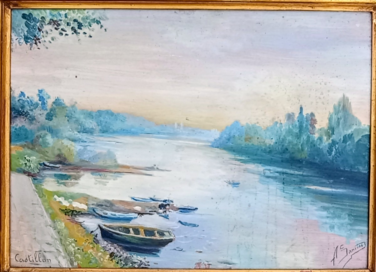 "La GARONNE a CASTILLON" Antonin SALINAS ..1930/35-photo-2