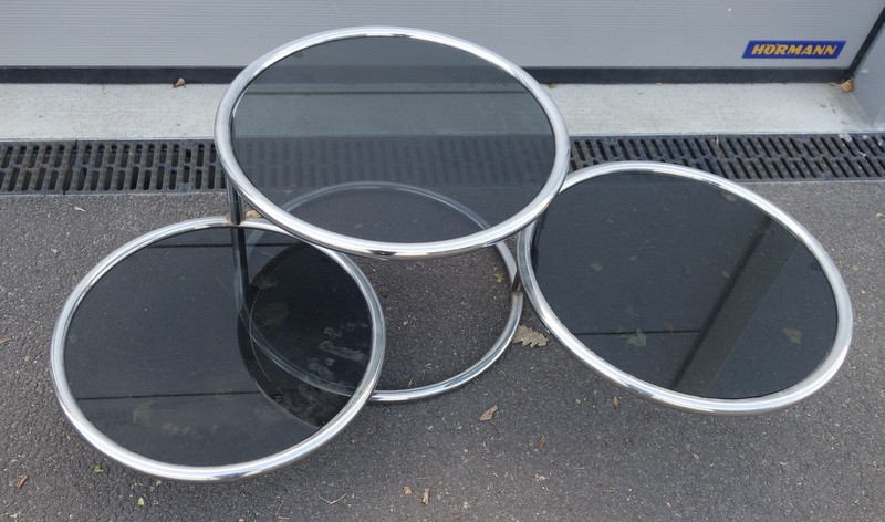 "coffee Table" 4 Shelves, Smoked Glass ....1970-photo-2