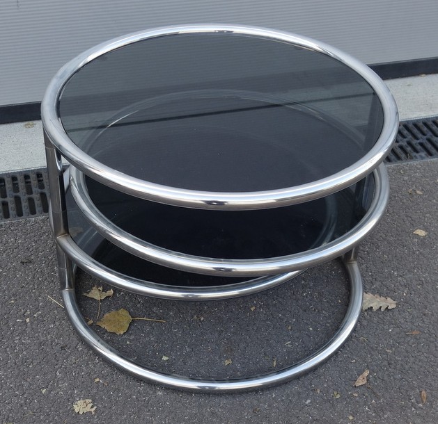 "coffee Table" 4 Shelves, Smoked Glass ....1970