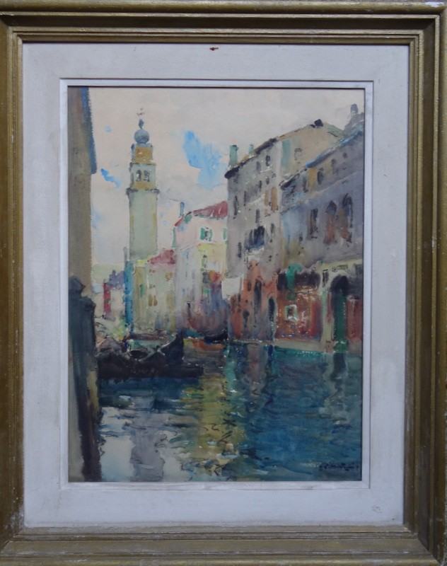 "canal In Venice" Watercolor By Louis Agricol Mountain-photo-2