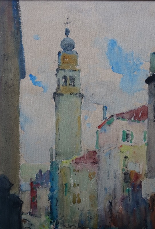 "canal In Venice" Watercolor By Louis Agricol Mountain-photo-3