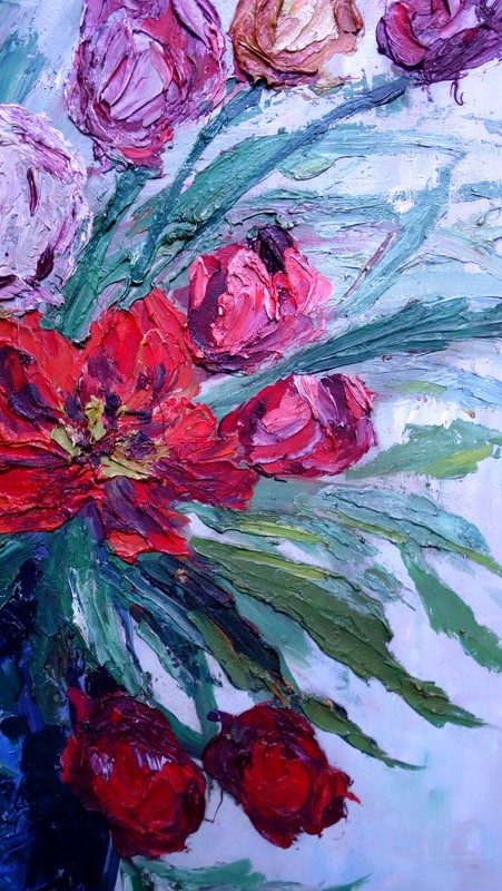 Large "bouquet Of Flowers" By Italo Giordano-photo-4